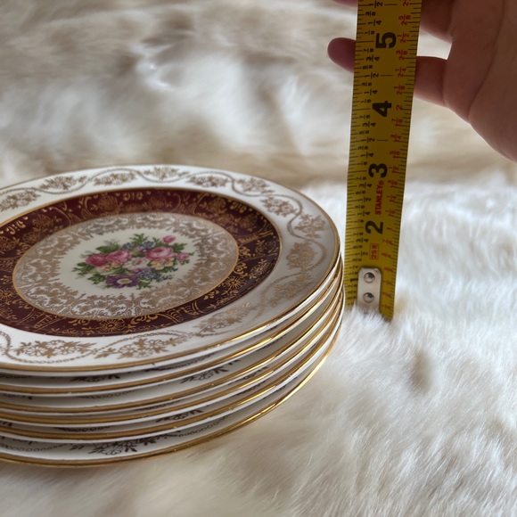Vtg 1930 Edwin M. Knowles China Co.Semi Vitreous 6 Dessert Plates Floral22k Gold - Picture 8 of 9